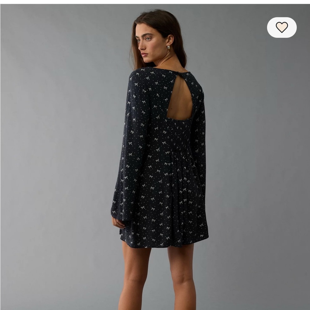 American Eagle Elegant Black Bow Pattern Dress - image 1